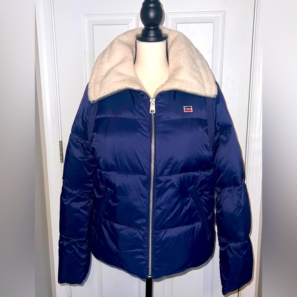 Women’s Levi Blue puffer Sherpa  winter jacket